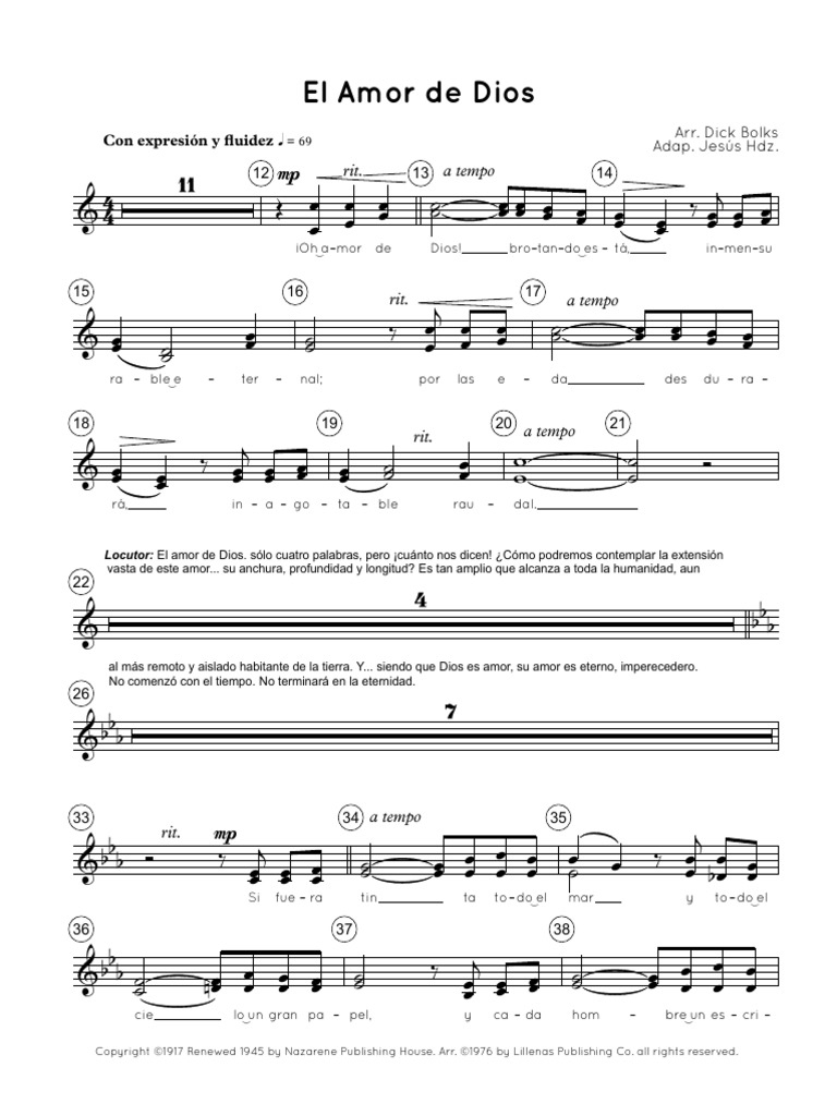 Voz El Amor De Dios Partitura Completa Pdf