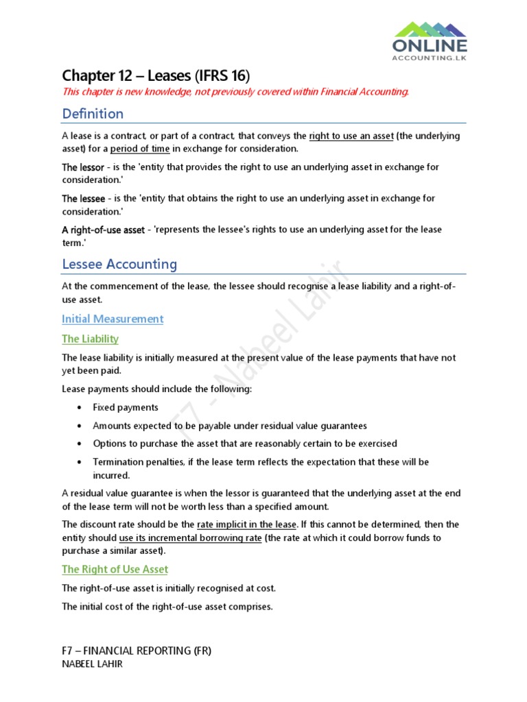 1655965117leases - IFRS 16 | PDF | Lease | Depreciation