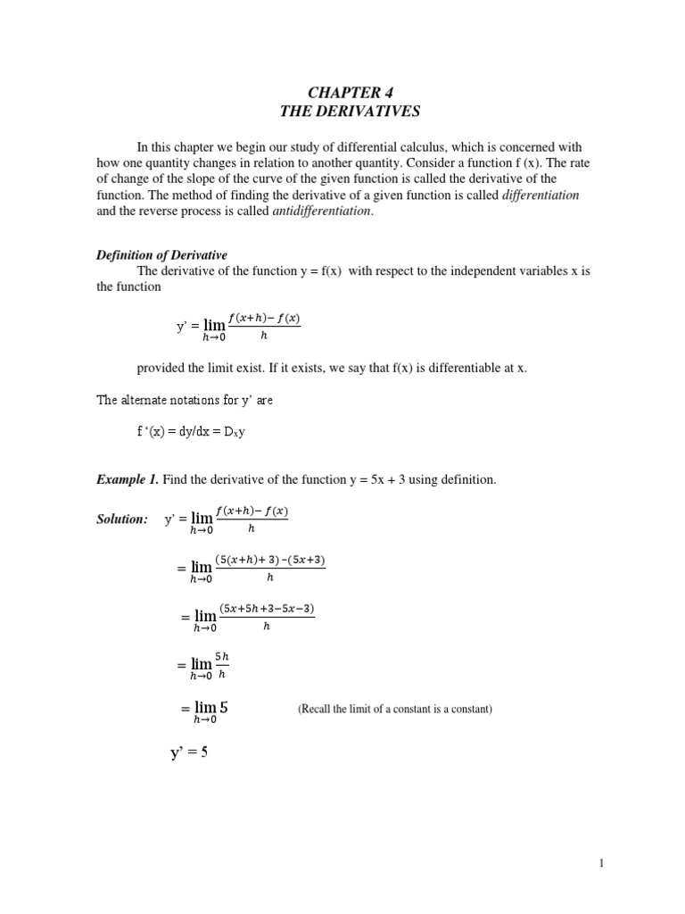 Chapter 4the Derivatives | PDF
