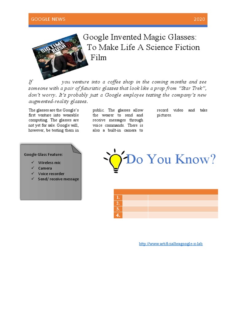 Google Glass: Augmented Reality 2020 | PDF