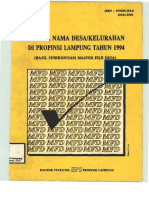 Daftar Nama Desa Kelurahan di Propinsi Lampung 1994