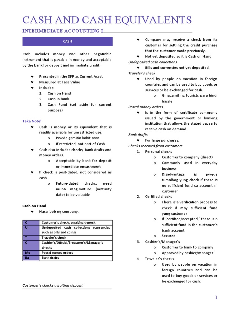 L1_Cash and Cash Equivalents PDF United States Treasury Security