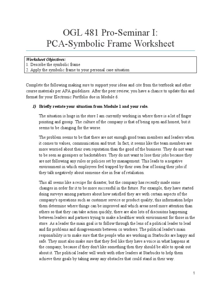 5 Symbolic Frame Worksheet | PDF | Leadership | Organizational Culture
