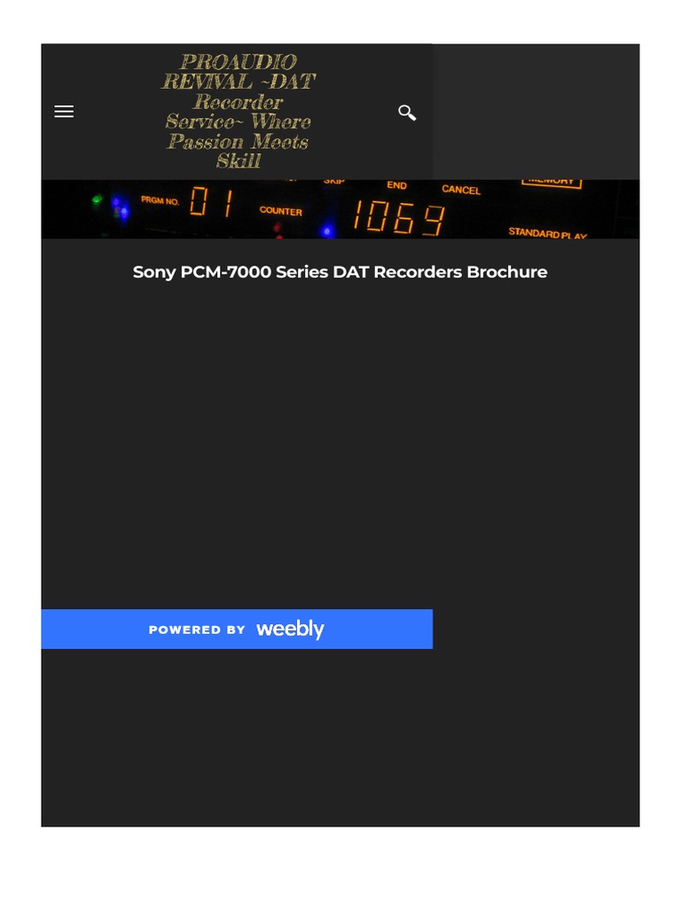 Sony PCM7000 Series DAT Recorder Brochure PROAUDIO REVIVAL DAT
