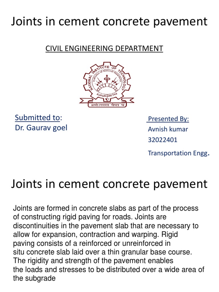 Joints in CC Pavements | PDF | Road Surface | Concrete