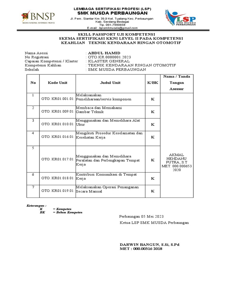 Skill Passport Uji Kompetensi | PDF
