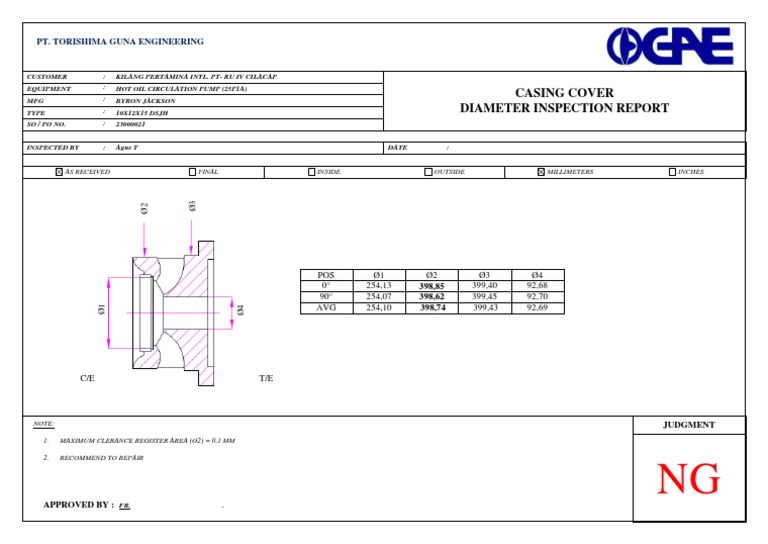 AR-Casing Cover - Diameter Inspection Report | PDF