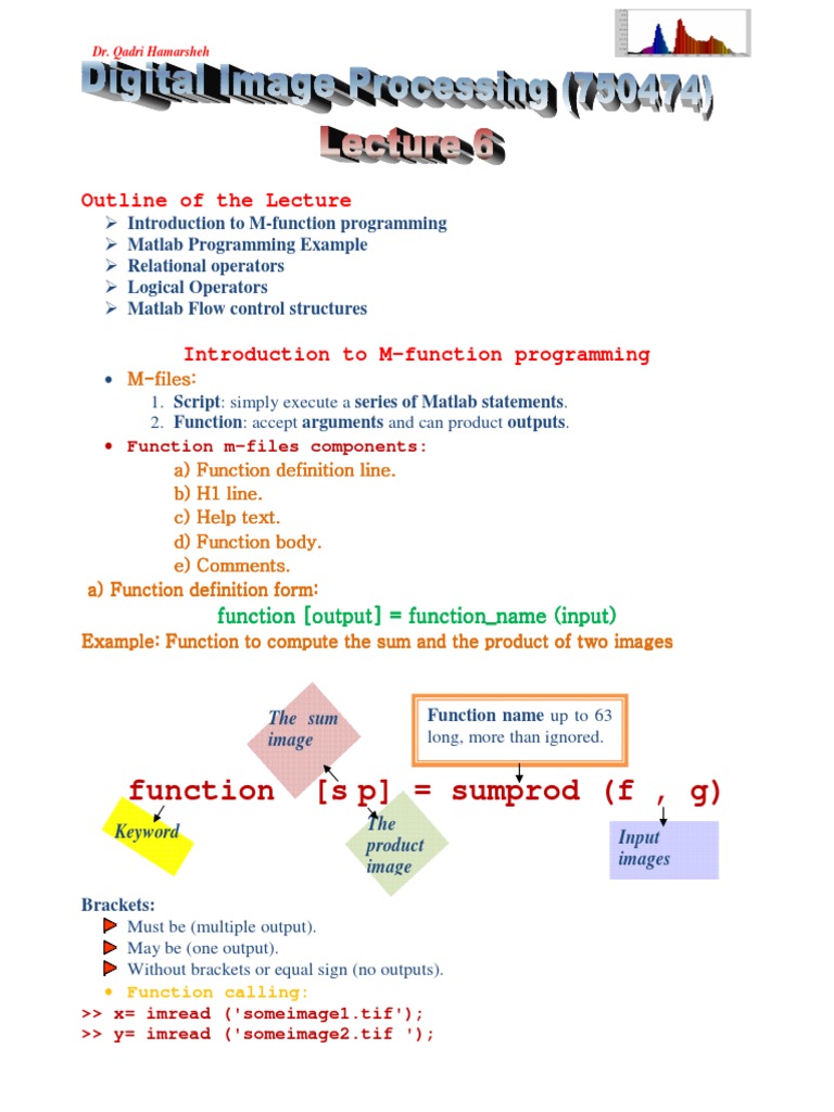 Lecture 6 Introduction To M Function Programming | PDF | Matrix ...