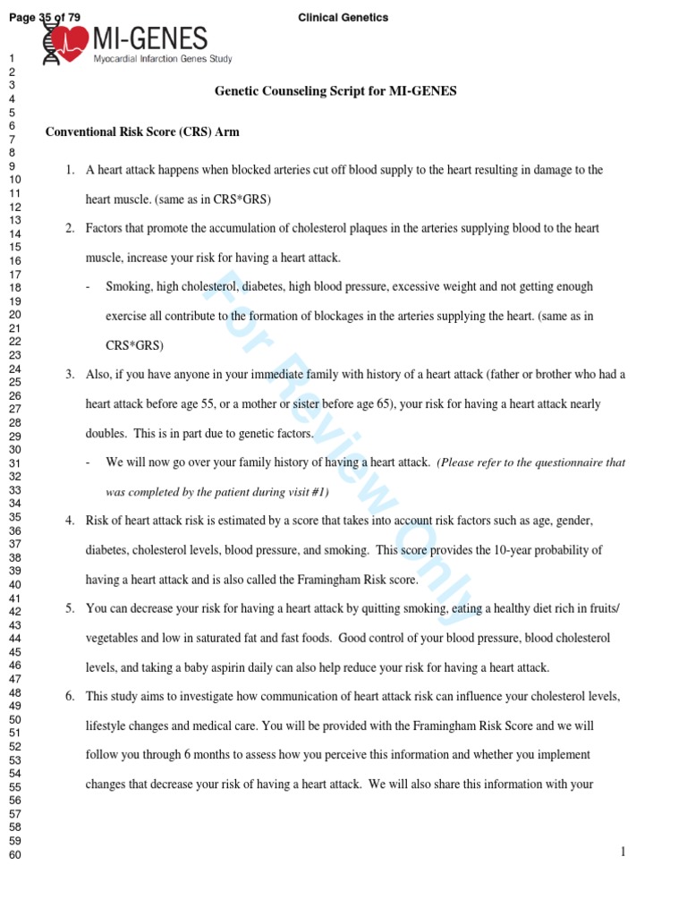 MI-GENES Sample Protocol For Study | PDF | Myocardial Infarction | Statin