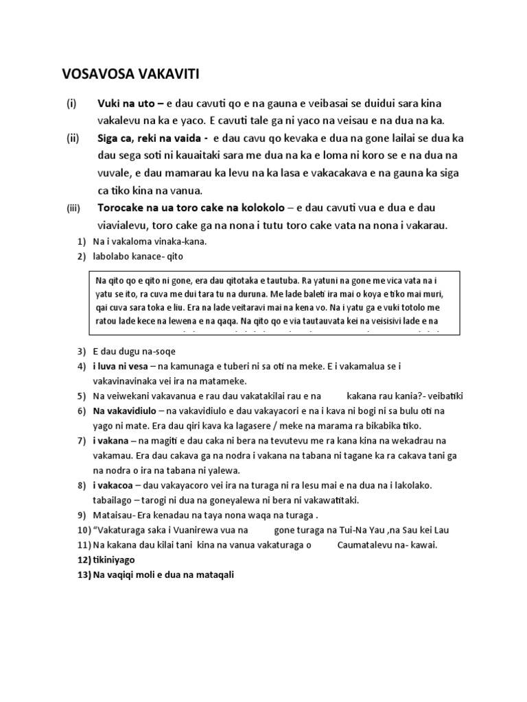 Vosavosa Vakaviti | PDF