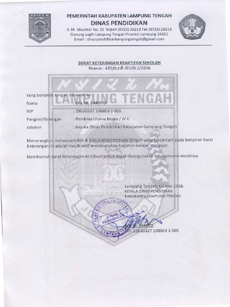 Izin Operasional Sekolah Lamteng Pdf