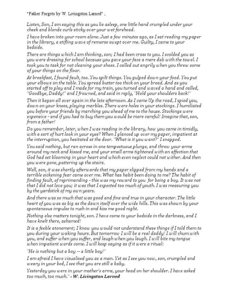 Father Forgets: A Poignant Reflection | PDF