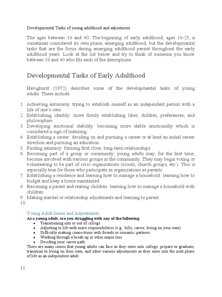 M 7 Developmental Tasks of Young Adulthood and Adjustment PDF