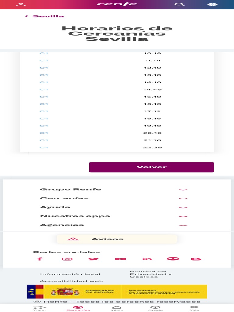 Horarios de Trenes de Cercanías ( Sevilla ) Renfe | PDF