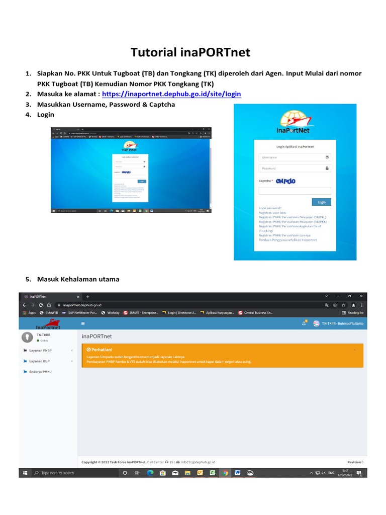 Tutorial inaPORTnet, Lama | PDF