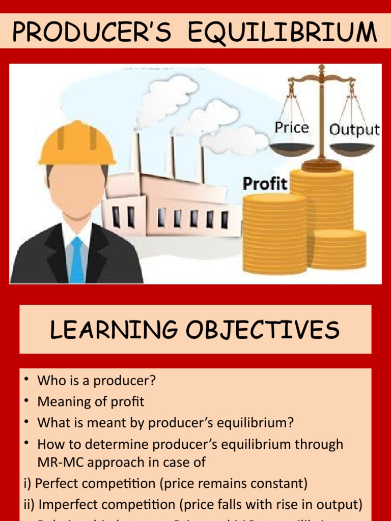 Producer's Equilibrium PDF Economic Equilibrium Profit (Economics)