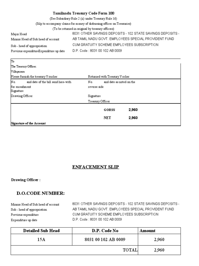 Tamil Nadu Treasury Form Guide | PDF | Business Documents | Payments