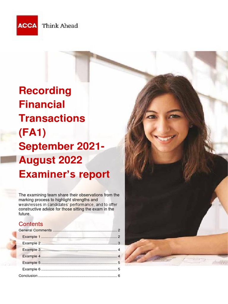 Fa1 Examiner's Report S21-A22 | PDF | Banks | Debits And Credits