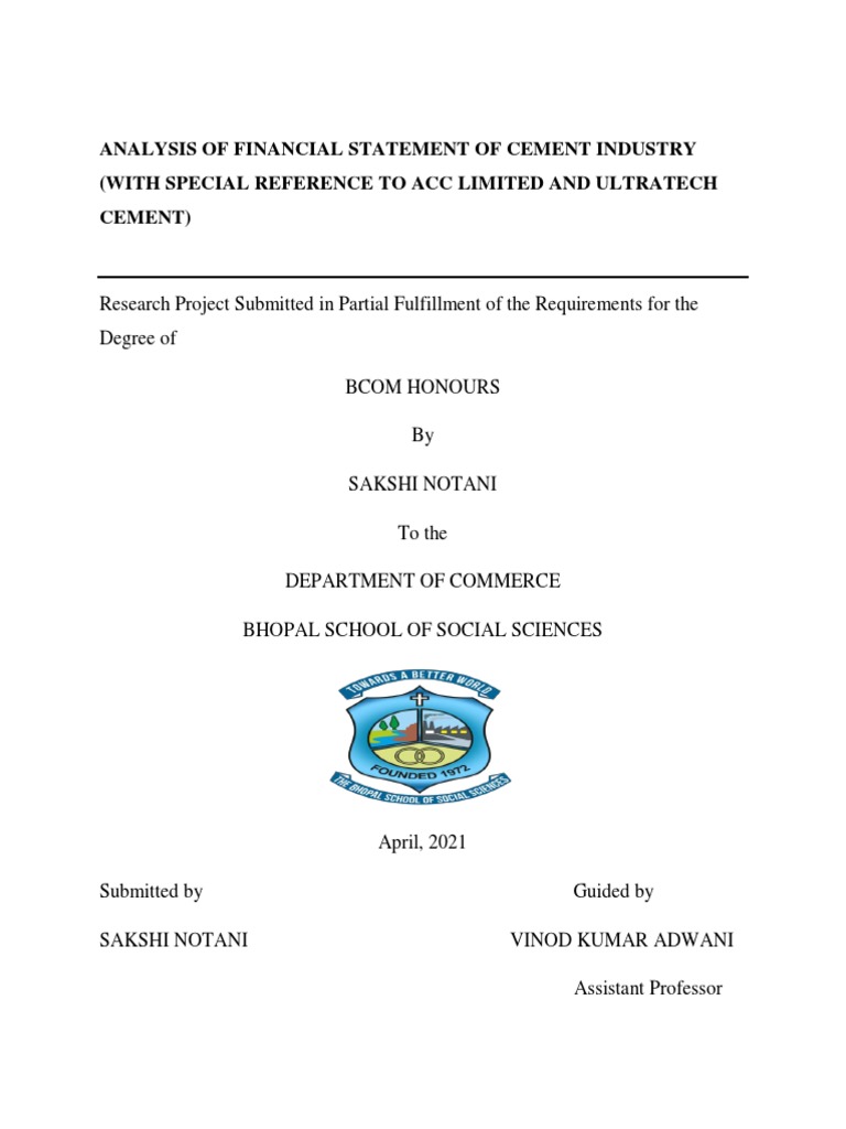Financial Analysis of Cement Industry | PDF | Revenue | Inventory