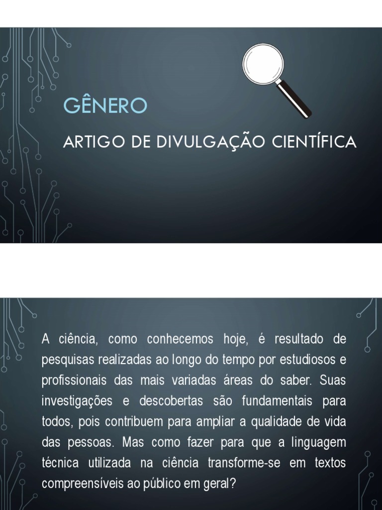 Artigo de Divulgação Científica - Interpretação Textual | Download ...