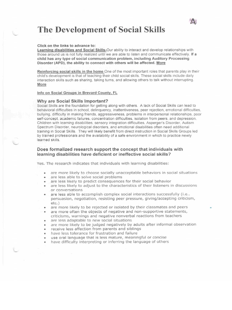 1A - The Development of Social Skills | PDF