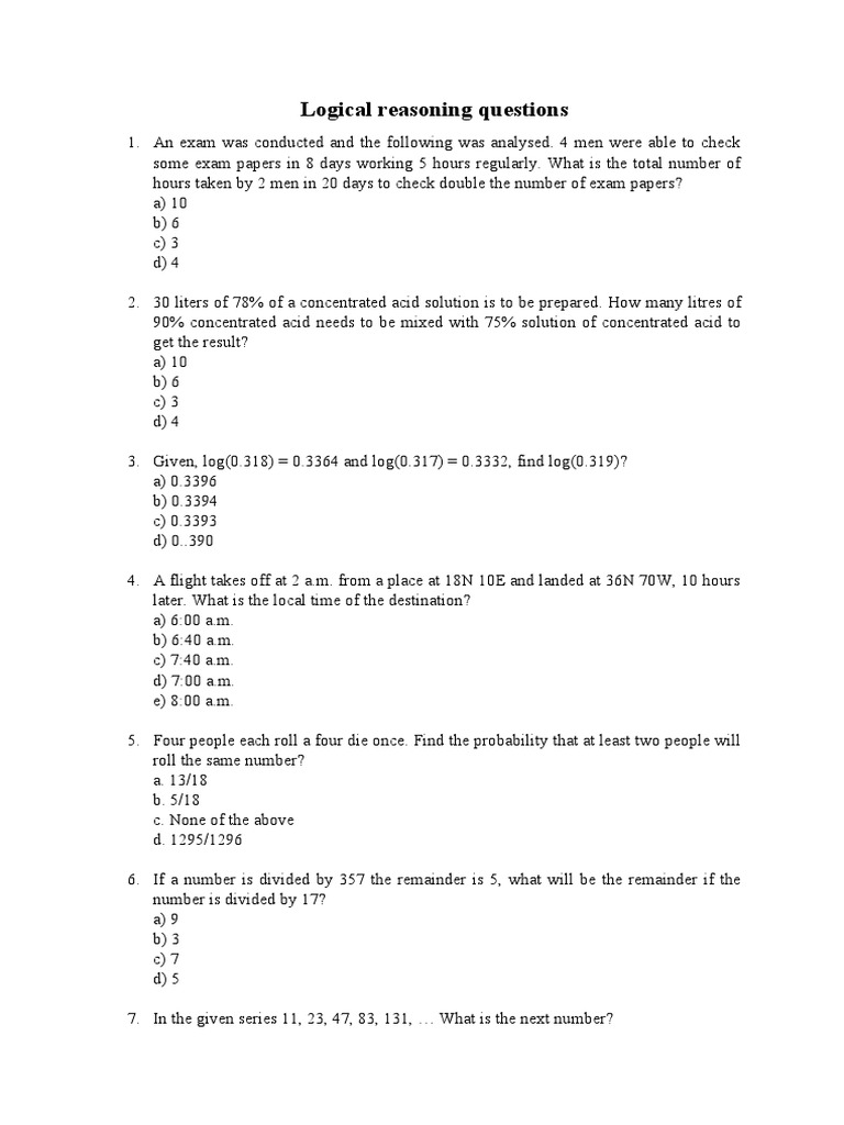Geeks For Geeks Aptitude Questions