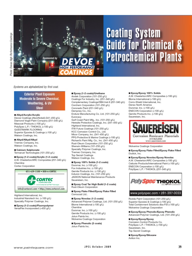 Coating System Guide For Chemical and Petrochemical Plants | PDF ...