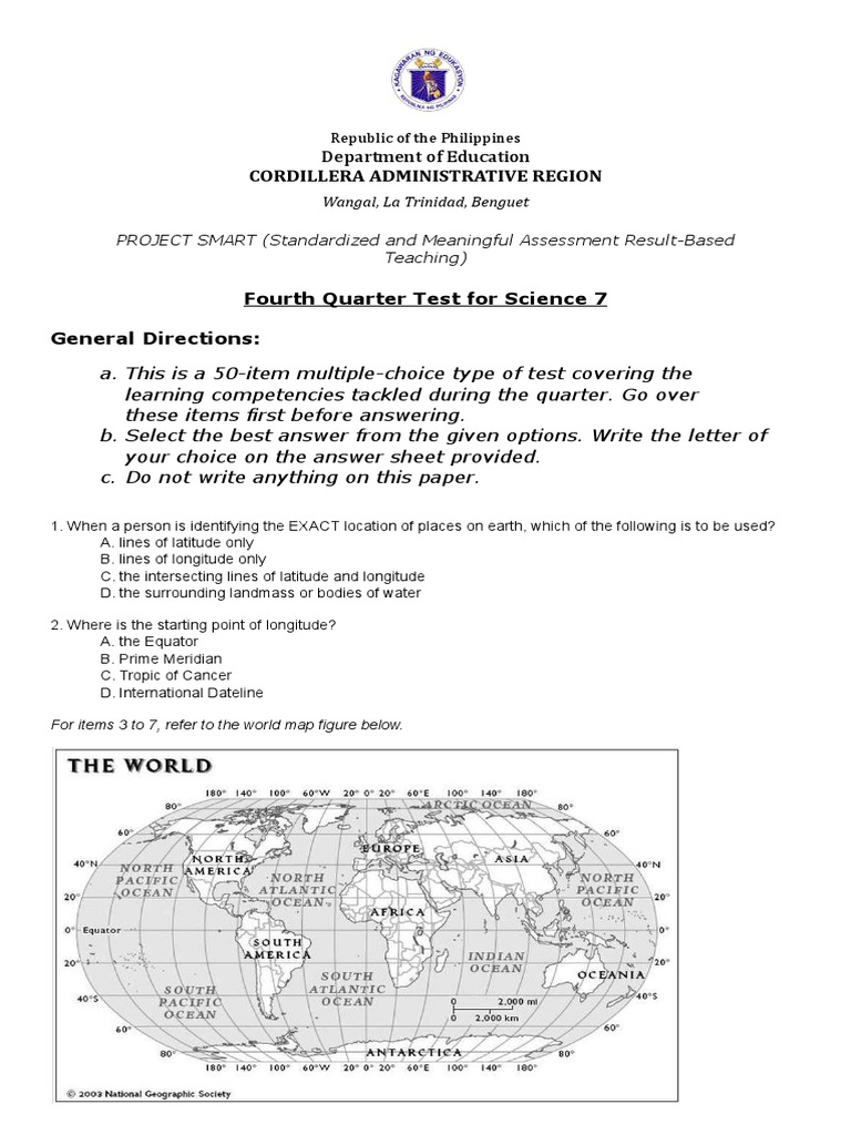 Science 7 Fourth Quarter Test Guide | PDF | Solar Eclipse | Moon