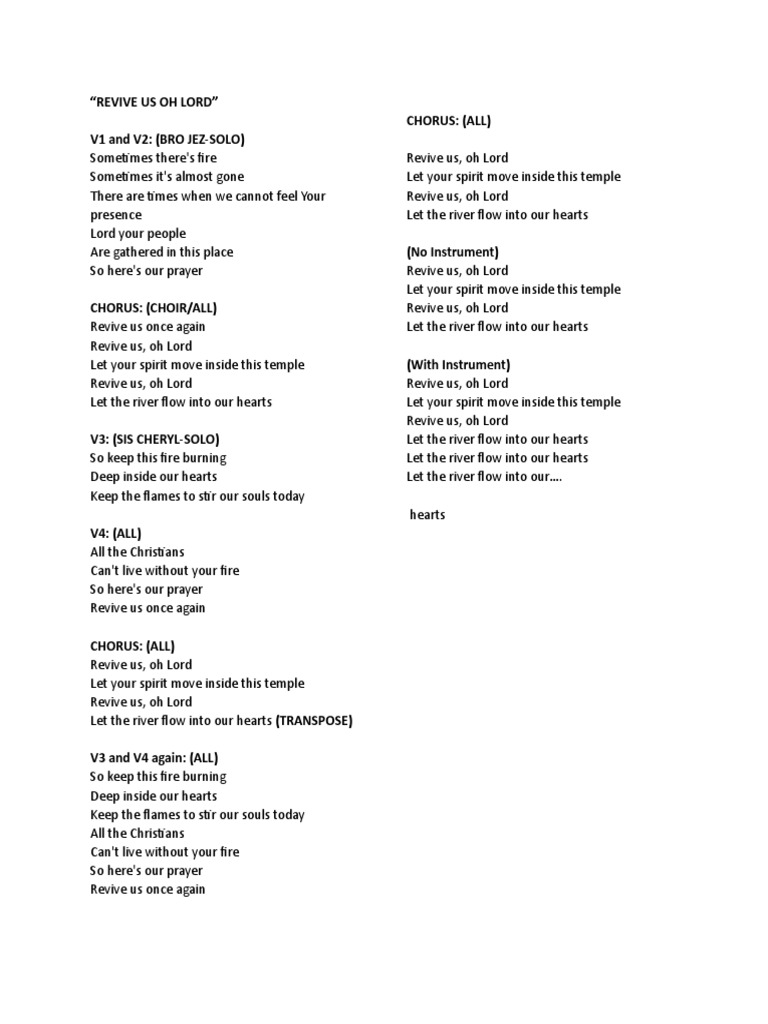 Revive Us Oh Lord Pdf