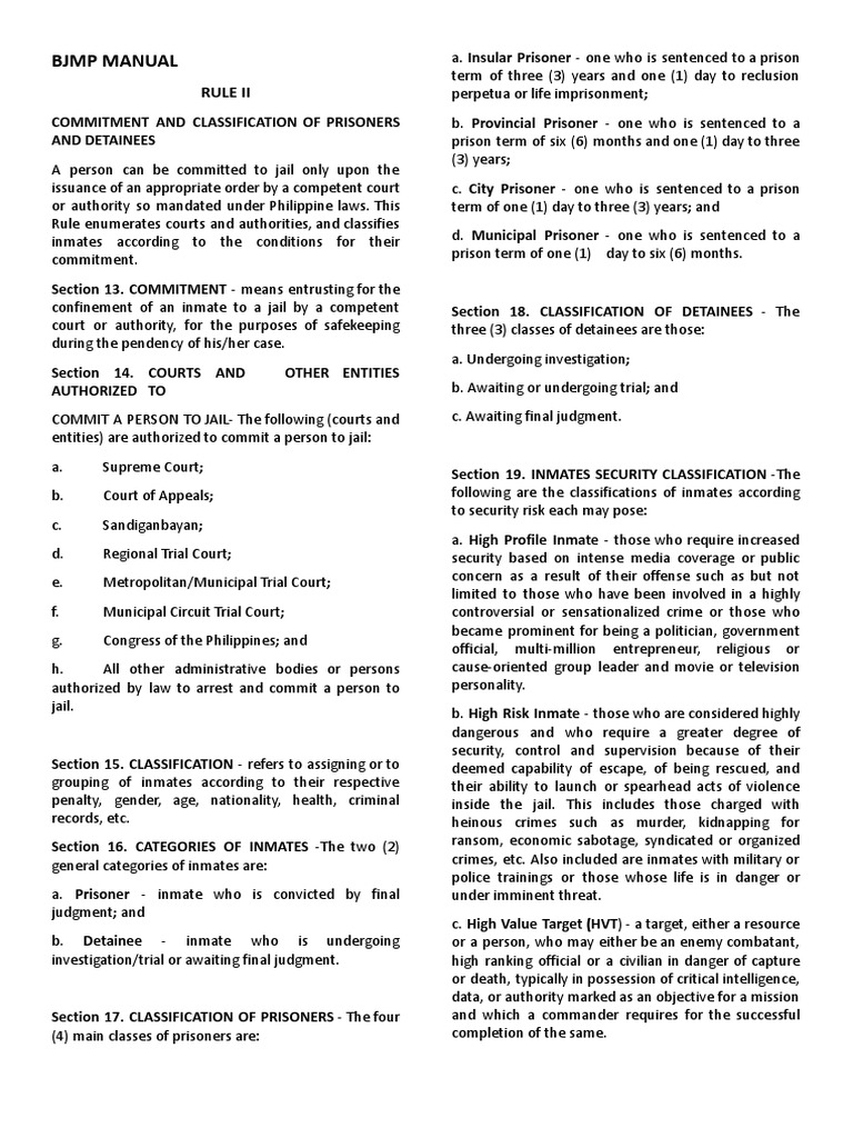 BJMP Inmate Commitment and Classification | PDF | Prison | Psychiatry