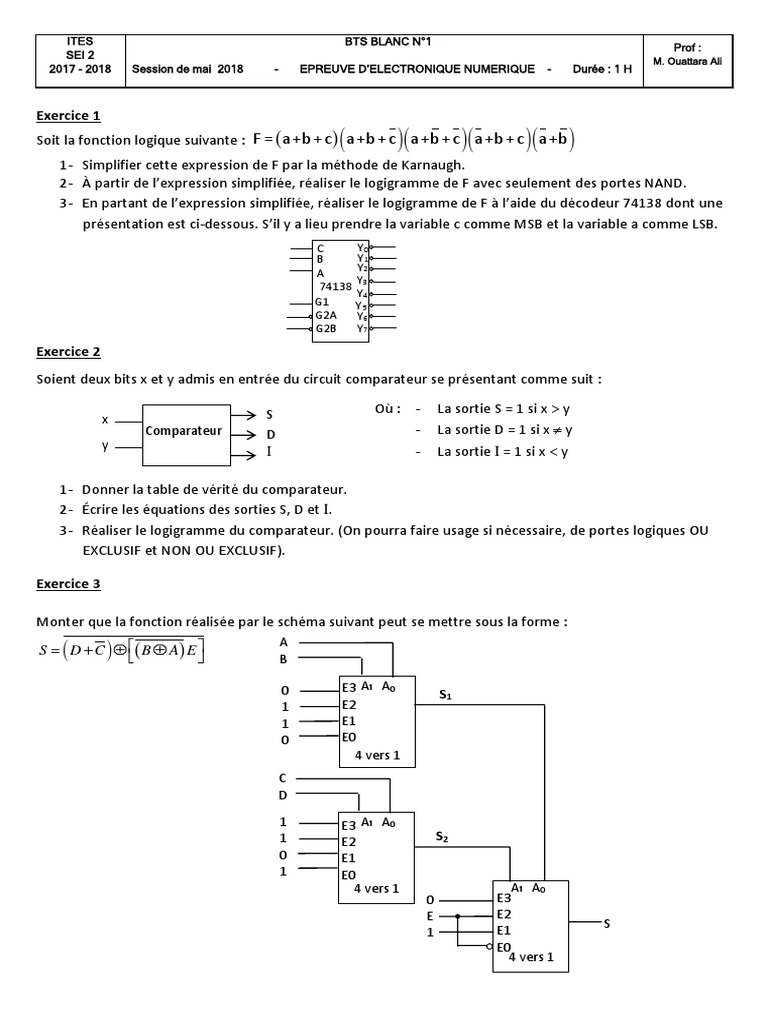 BTS BLANC N°1 Num SEI 2 - ITES + Cor | PDF | Sémiotique | Électronique