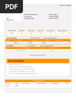 Internet Invoice Template 2