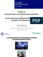 TEMA 8.-INTRODUCCION A LAS TECNOLOGIAS FOTONICAS  Y  SU APLICACION EN COMUNICACIONES OPTICAS  GUIADAS Y EN ESPACIO LIBRE