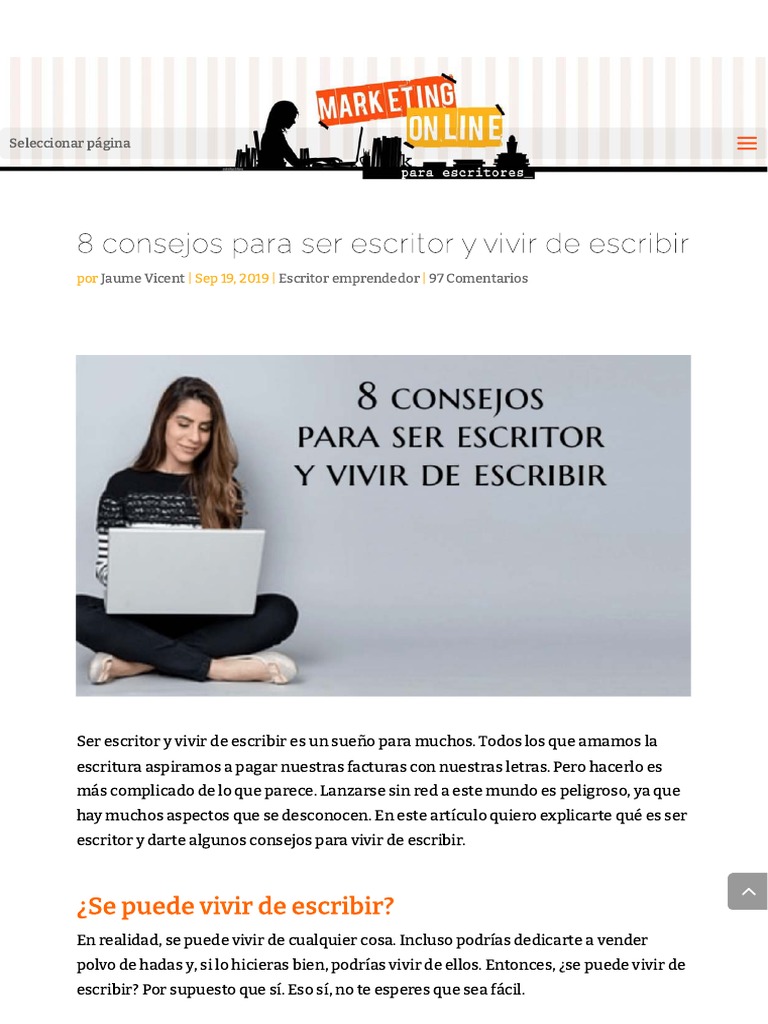 8 Consejos para Ser Escritor y Vivir de Escribir | PDF