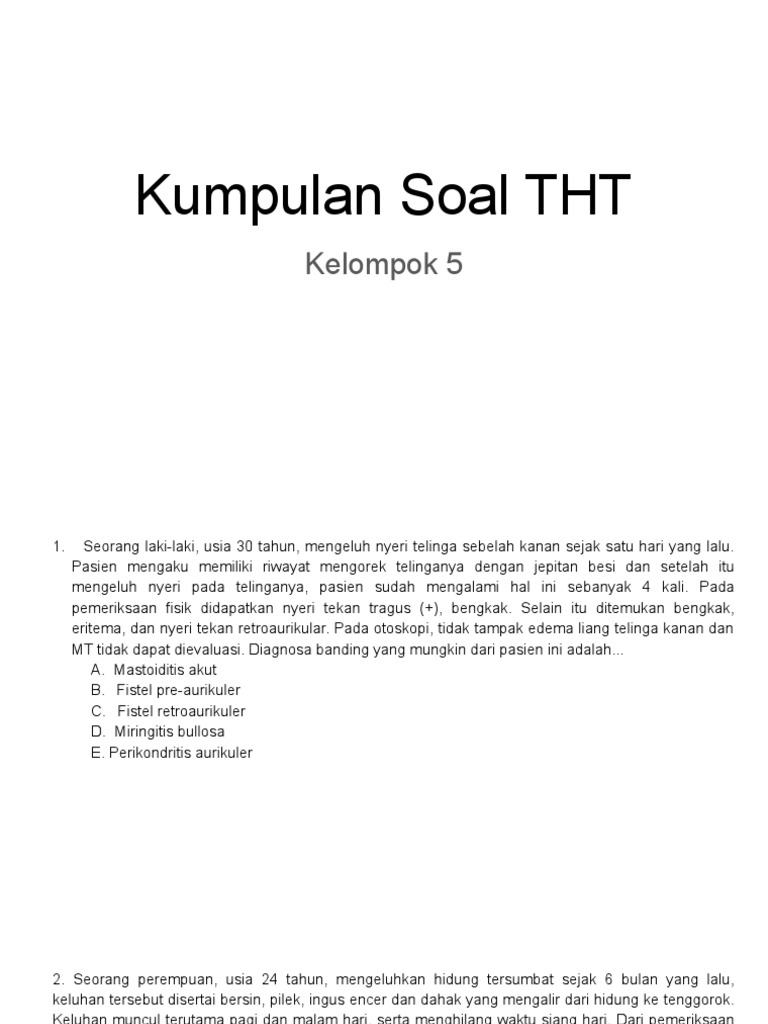 Kumpulan Soal THT untuk Diagnosis Medis | PDF | Sains & Matematika