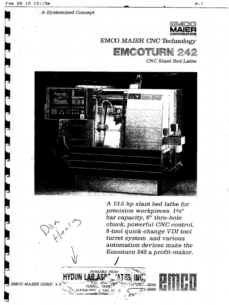 Emco 242 Specs | PDF