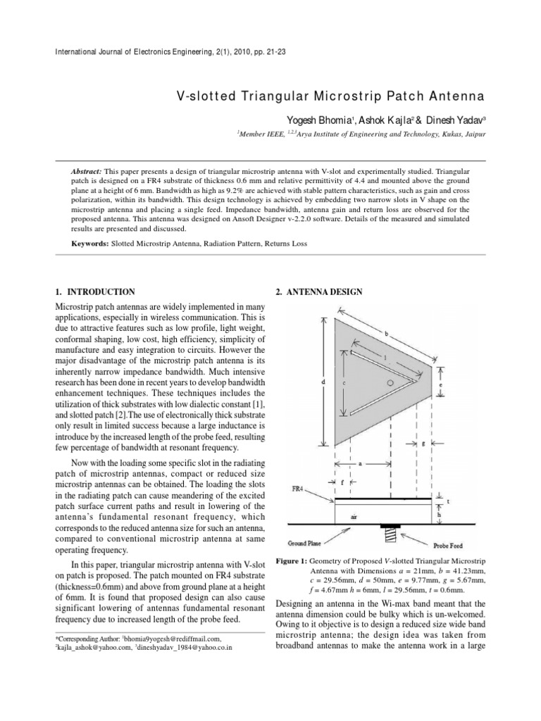 Triangular Patch Antenna 1 | PDF | Antenna (Radio) | Broadcast Engineering