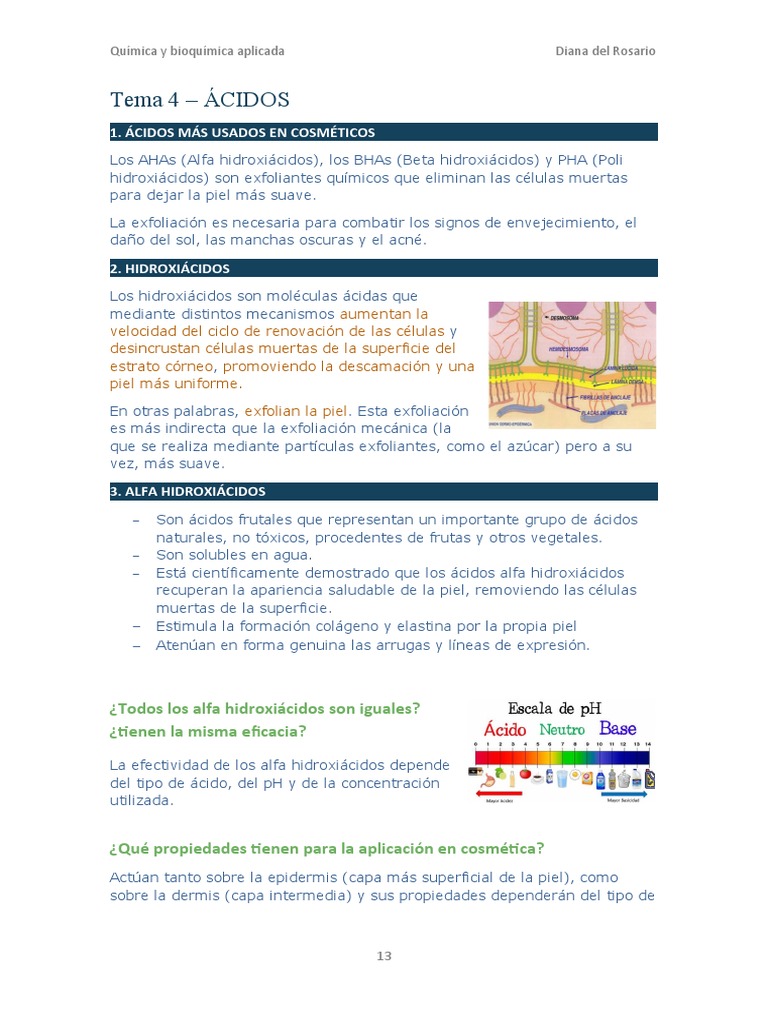 Ácidos Exfoliantes en Cosmética | PDF | Piel | Gusto