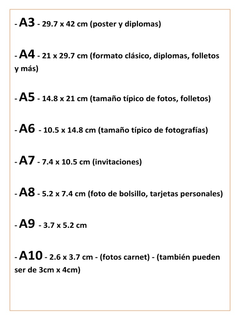 Formato y Medidas de Fotografias | PDF