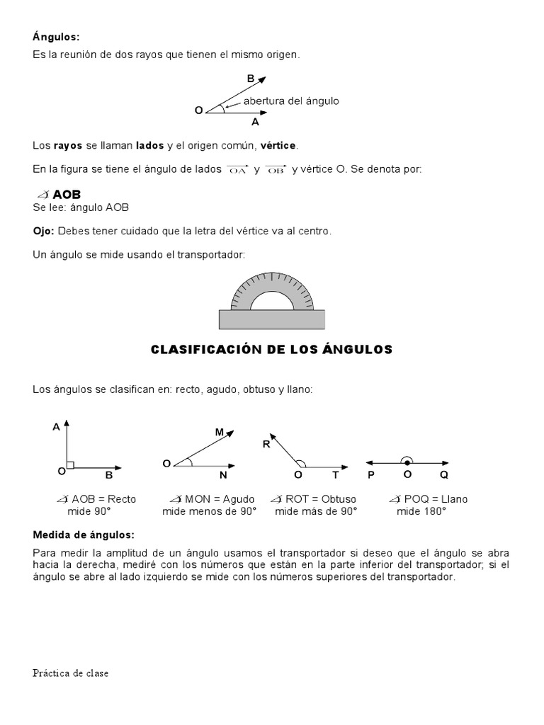 Ficha Los Angulos | PDF | Ángulo | Medida Geométrica