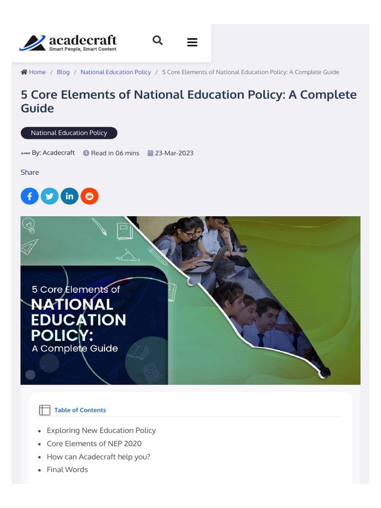Core Elements of NEP 2020 Explained | PDF | Educational Technology ...