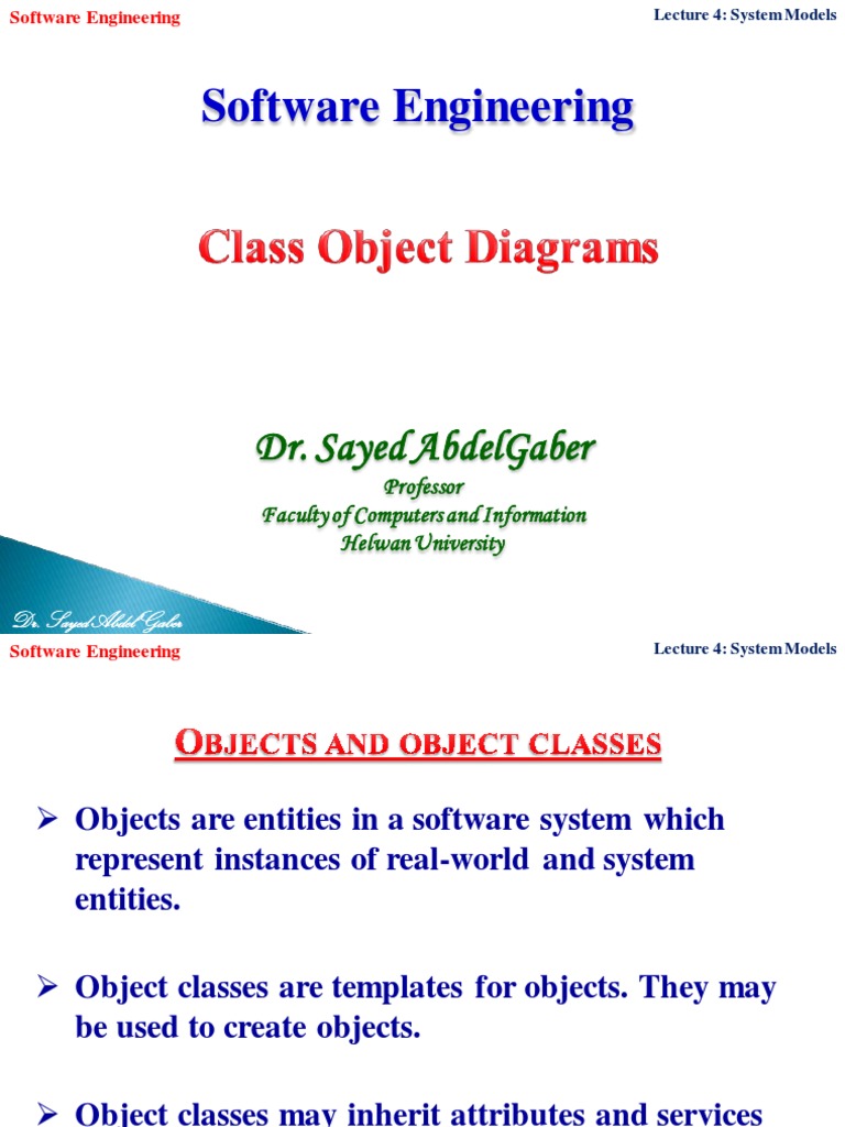 Software Engineering - Lecture 5 - Class Object Diagrams | PDF | Class