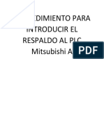 Procedimiento para introducir respaldo a PLC Mitsubishi modular familia A