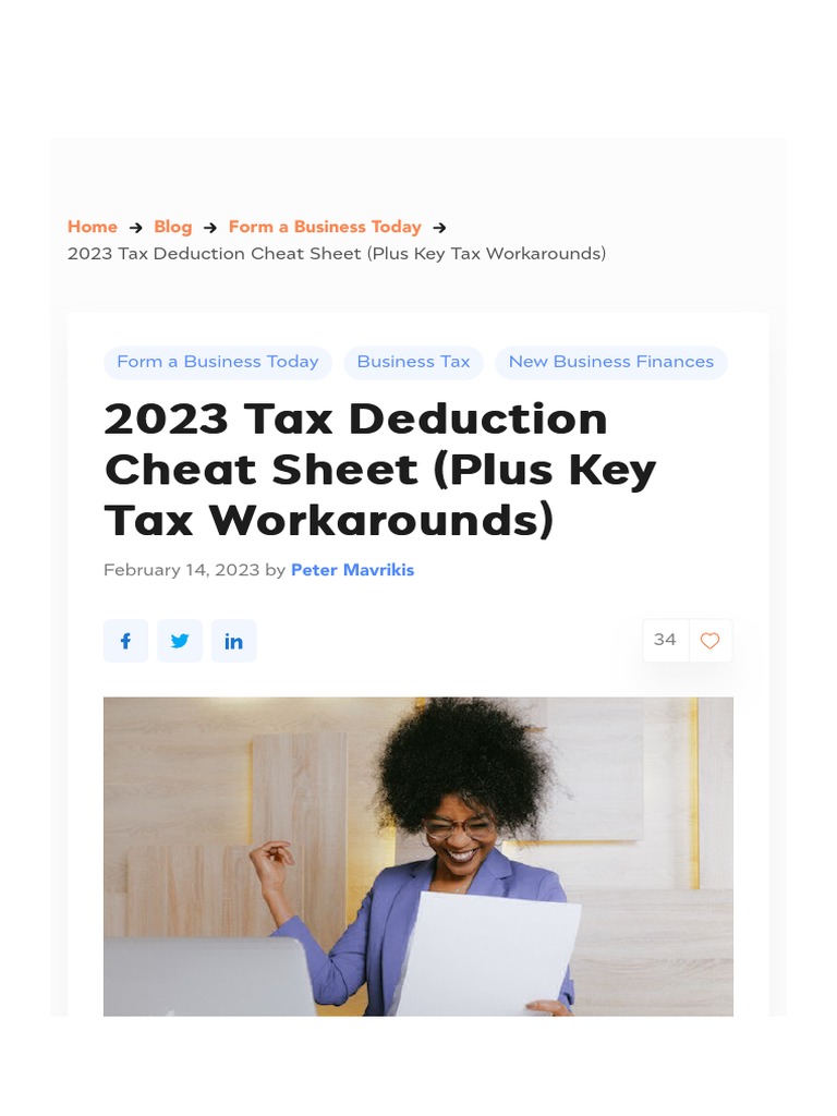 2023 Tax Deduction Cheat Sheet | PDF | Taxation In The United States ...