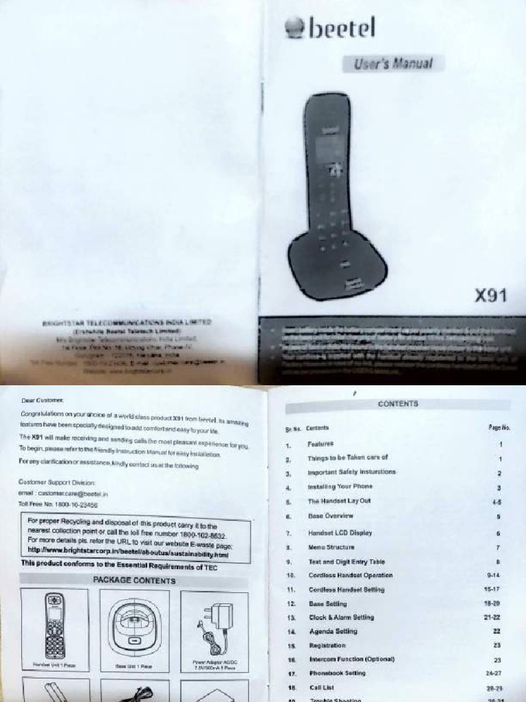 Beetel X91 Landline Phone User Manual PDF