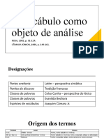 Aula 2 O Vocábulo Como Objeto de Análise