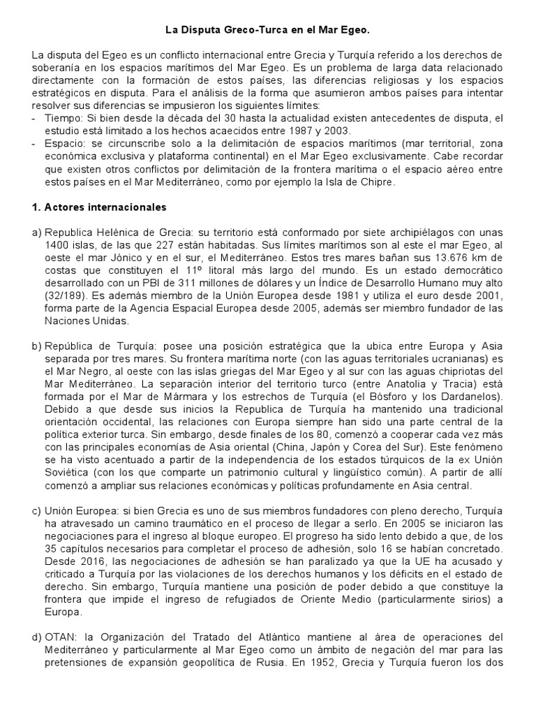 Disputa Greco-Turca en el Egeo | PDF | pavo | Grecia