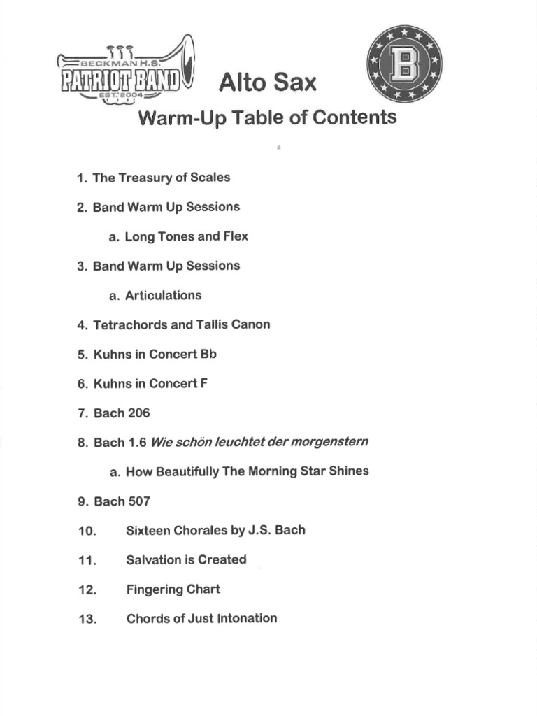 Alto Sax Warmup Packet PDF