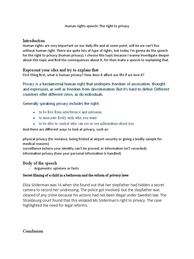 Right to Privacy in Human Rights | PDF | Politics | Social Science
