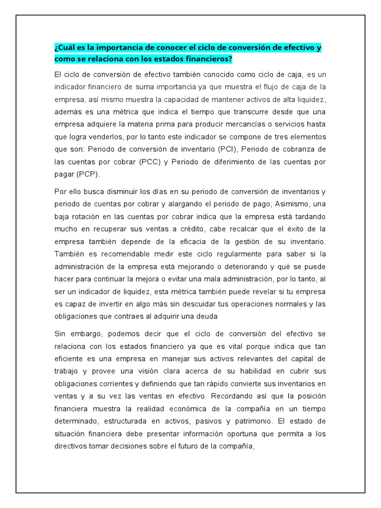 Ciclo de Conversión de Efectivo PDF